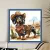 Cowboy Dachshund-11CT Stamped Cross Stitch 40*40cm/15.75*15.75in tapestrymarket