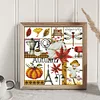 >SALE<Embroidery Cotton Thread 16CT Printed Four Seasons of Autumn Cross Stitch24x23cm