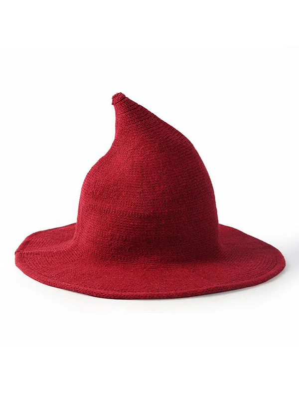 Simple Solid Color Knitted Wizard Hat
