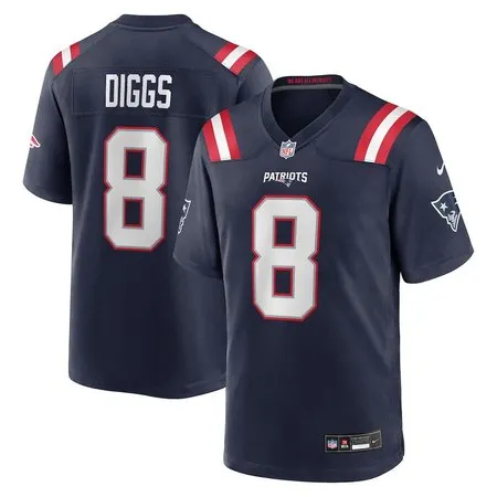 Men's New England Patriots #8 Stefon Diggs  Navy Game Jersey
