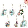 6Pcs DIY Musical Notes Double Sided Diamond Painting Keychains