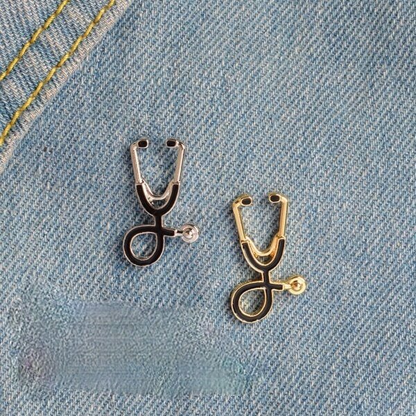 UsmallLifes King  Medical men&#39;s and women&#39;s stethoscope doctor nurse brooch pin jacket lapel badge brooch US Mall Lifes