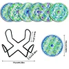 (US Local)[Upgrade]6pcs/set DIY Diamond Painting Waterproof Case Classic Green Mandala Coaster Gift Decor Set