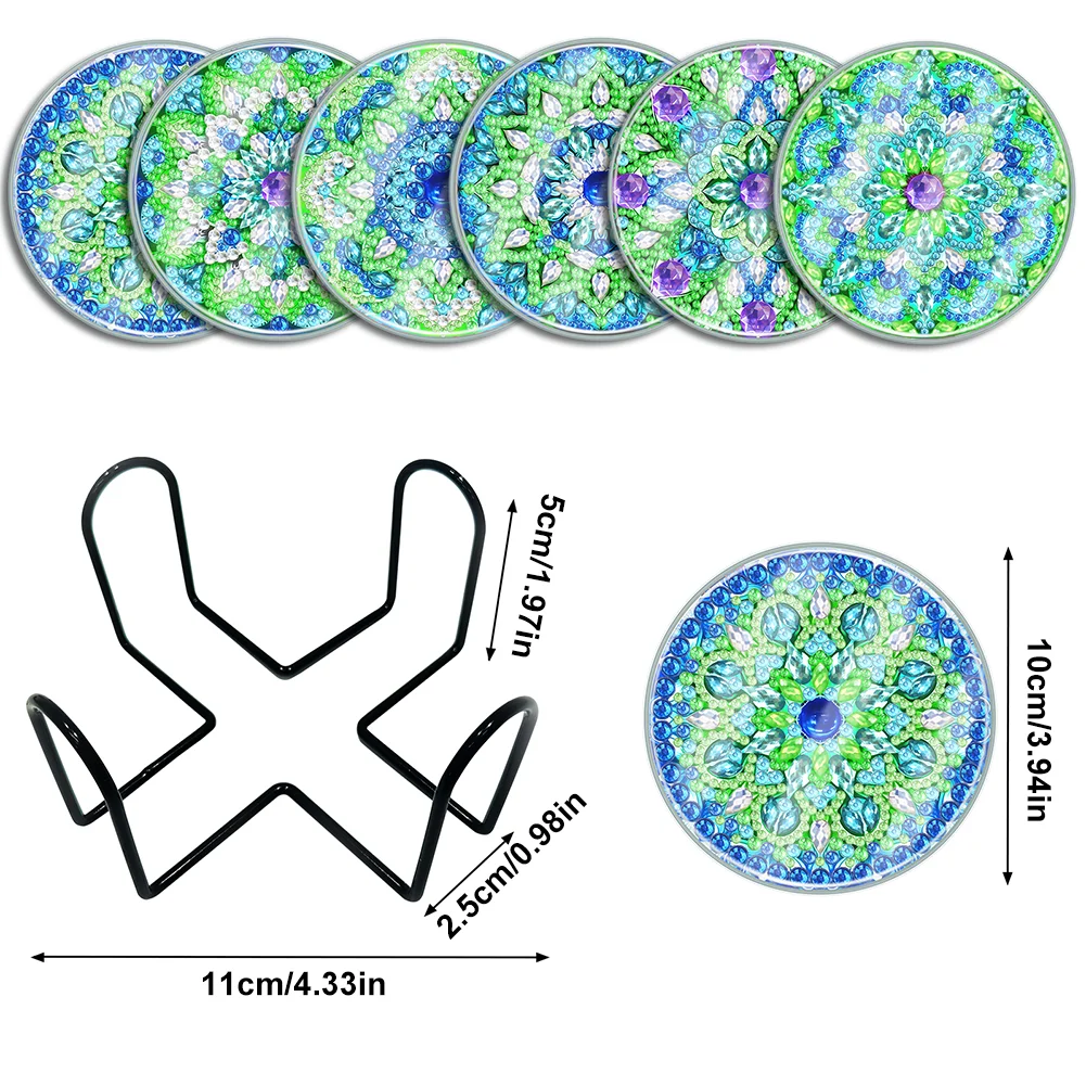 [Upgrade - Waterproof Coaster]6pcs DIY Mandala Coaster Set Holiday Christmas for Adults and Beginners(With Covers)