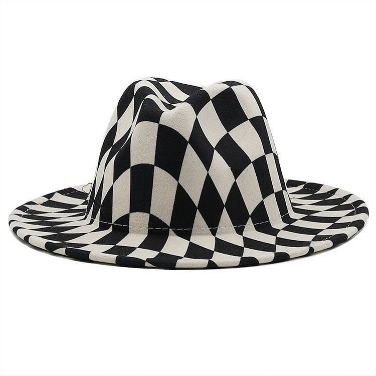 Casual Versatile Chessboard Print Sewing Hats