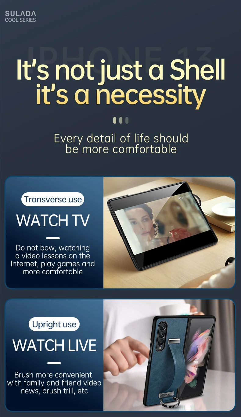 Samsung Zfold4/5 cowhide pattern wristband holder protective cover