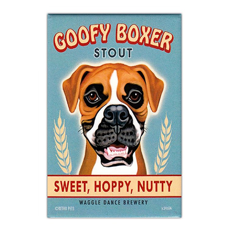 Dog - Goofy Boxer Stout Sweet, Hoppy, Nutty Vintage Tin Signs/Wooden Signs - 7.9x11.8in & 11.8x15.7in
