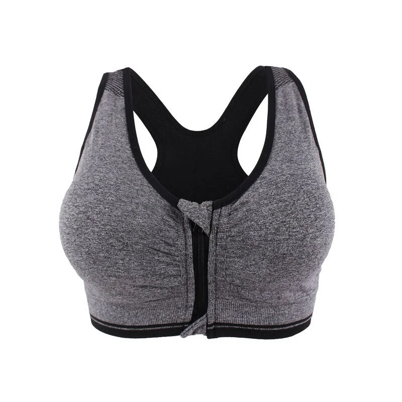 Plus Size M-3XL Zipper Push Up Sports Bra For Women Shockproof Padded Fitness Yoga Bras Athletic Gym Running Sports Tops Vest