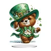 Acrylic Special Shape St. Patricks Day Bear Diamond Painting Tabletop Ornament