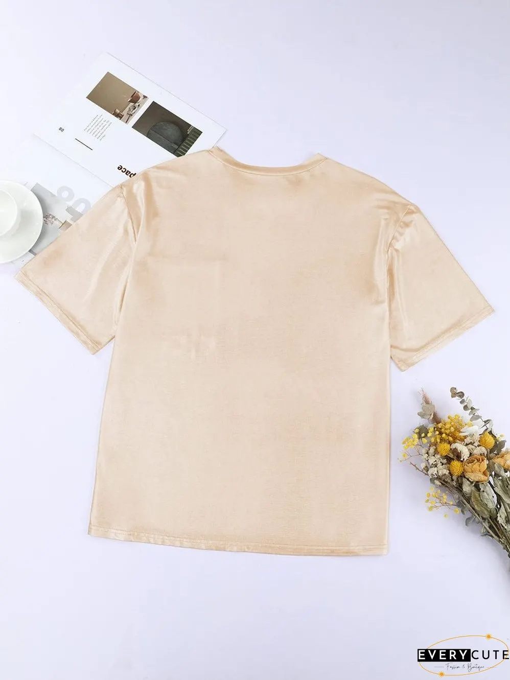Apricot Silky Oversized Pocket Tee