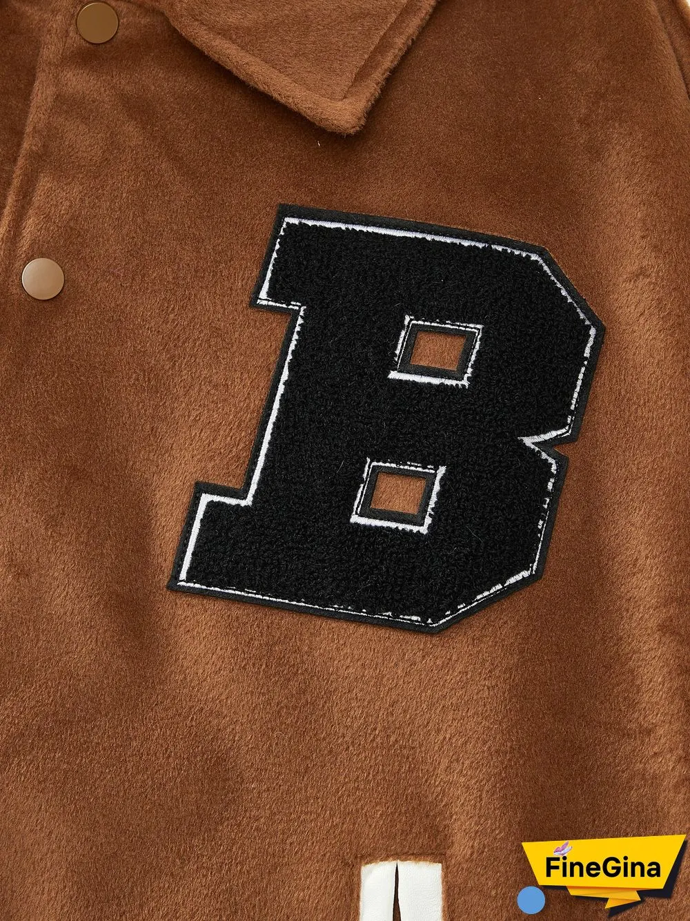 Letter Embroidery Colorblock Varsity Jacket