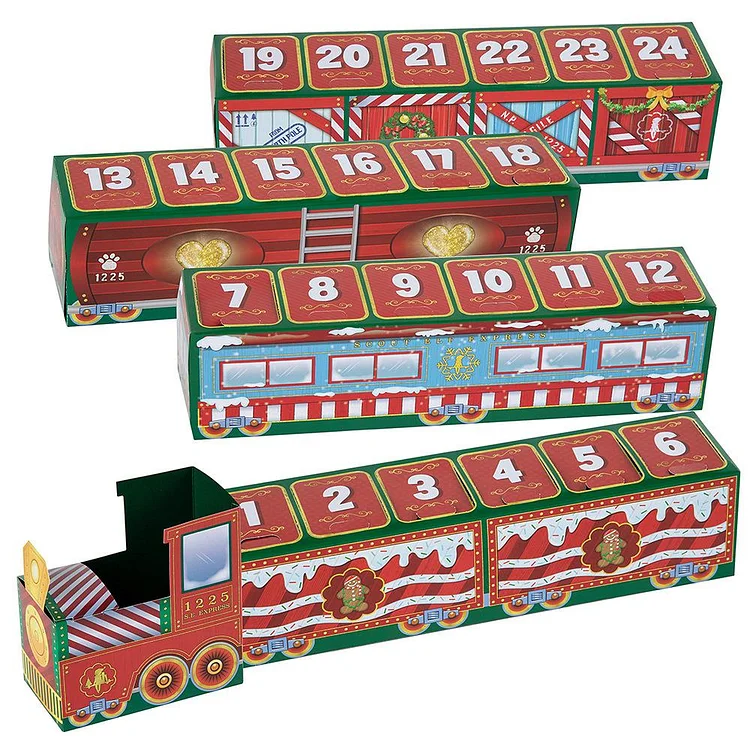 New Elf Shelf Train Toy, Christmas North Pole Advent Calendar Train and Chocolate Christmas Advent Holiday Calendar Gift Bundle