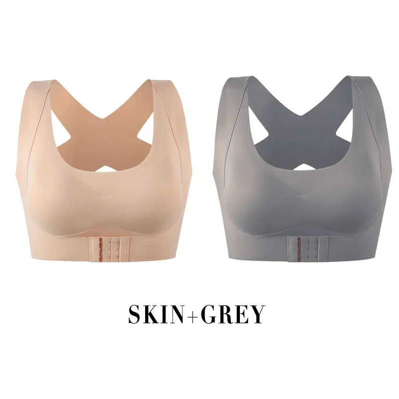 Billionm Front Closure Posture Corrector Bra Push Up Underwear Women Shockproof Back Support Active Bras Corset Bralette Top