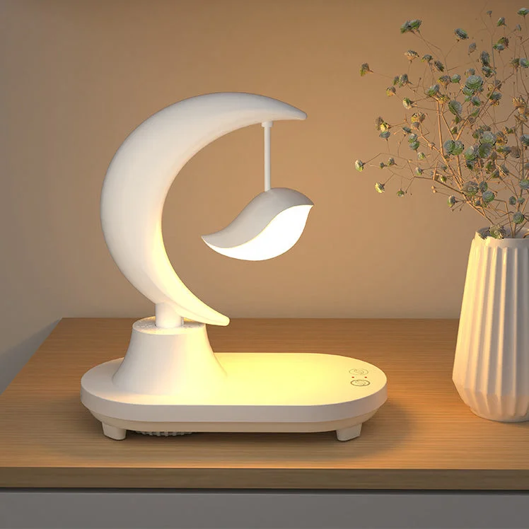 Modern ABS Moon Shape Bluetooth Speaker Night Light LED Table Lamp socialshop