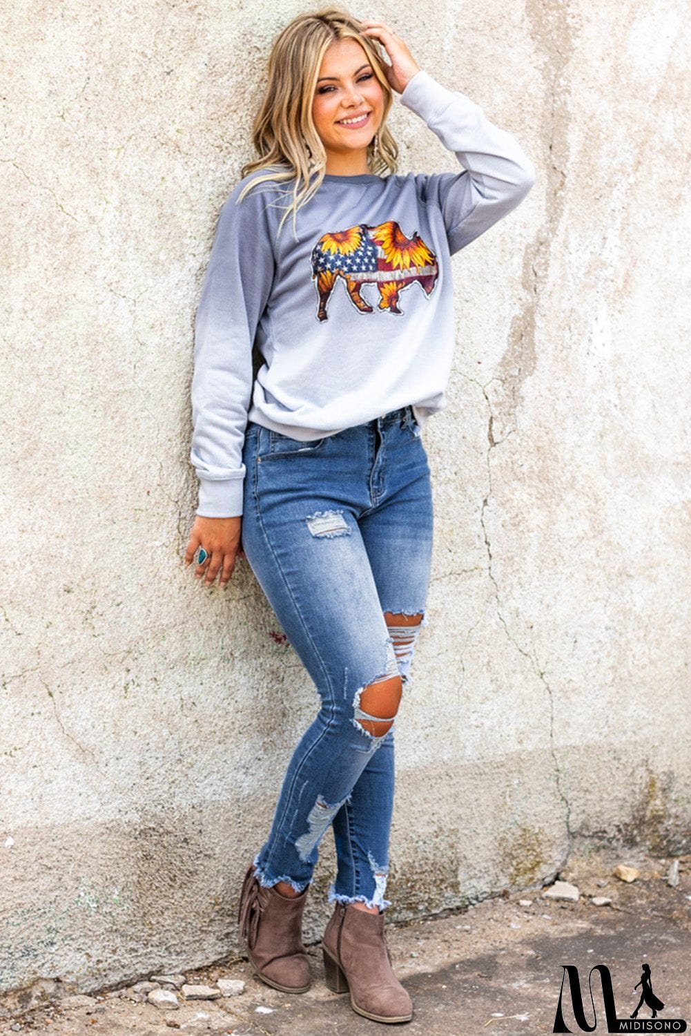 MidiSono - High Waist Distressed Skinny Jeans