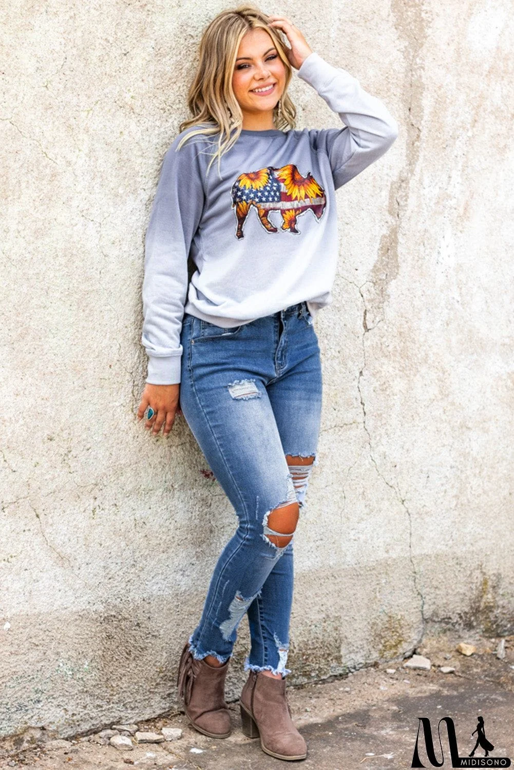 MidiSono - High Waist Distressed Skinny Jeans