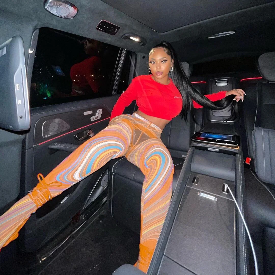 Hugcitar 2021 High Waist Asymmetric Multi Color Vortex Bodycon Long Pants Summer Women Fashion Sexy Streetwear Casual Trouser