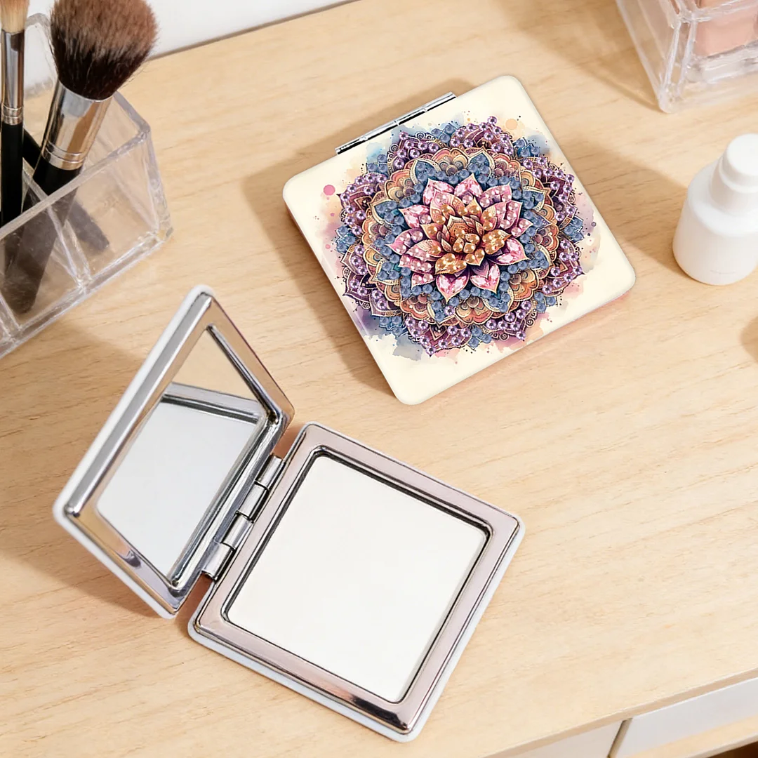 Mandala DIY Special Shaped Diamond Painting Compact Mirror Kits Diamond Art Painting Pocket Mirror for Adults and Beginners