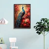 (Grande Taille) Paon et fleur rouge-plein diamant rond peinture-40 * 60cm
