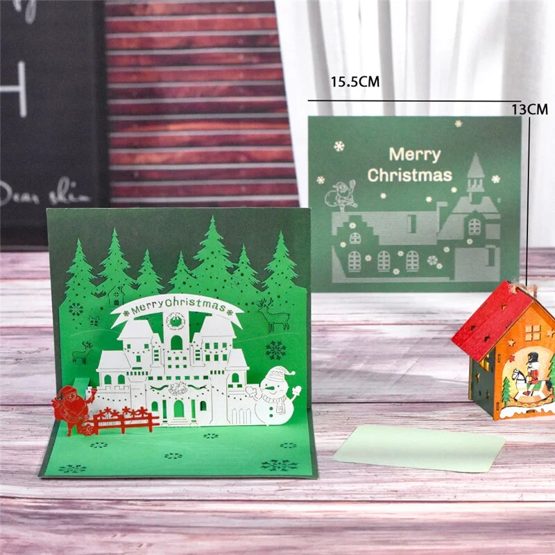 10 Pack Holiday Card Merry Christmas Gift New Year 3d Xmas Greeting Cards Wholesale Supplier