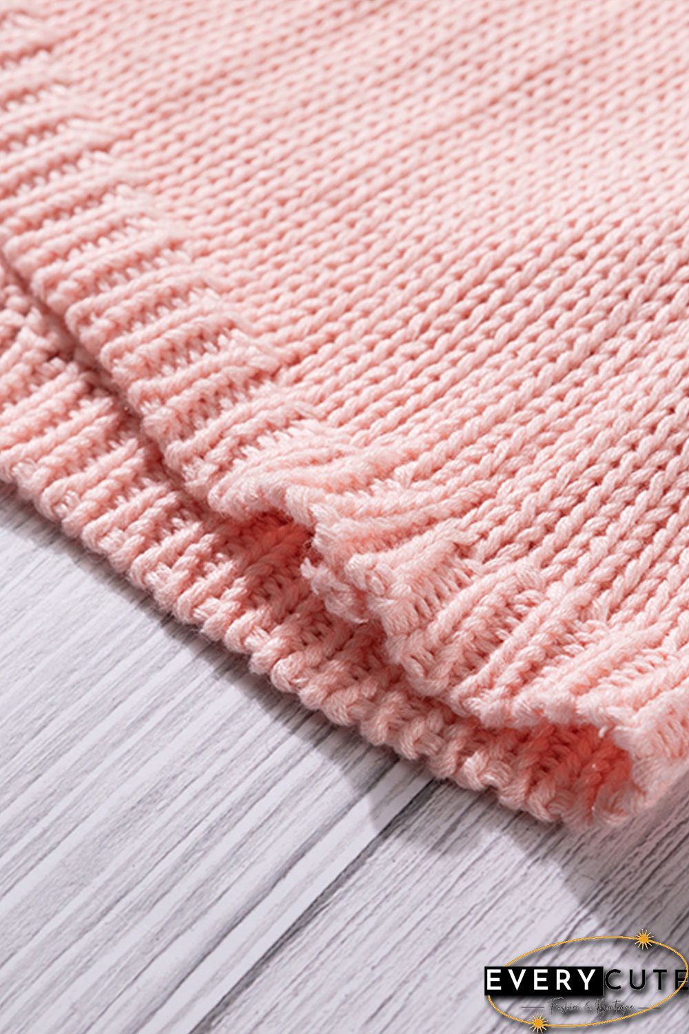 Pink Oversize Knitted Drop-shoulder Sleeve Sweater