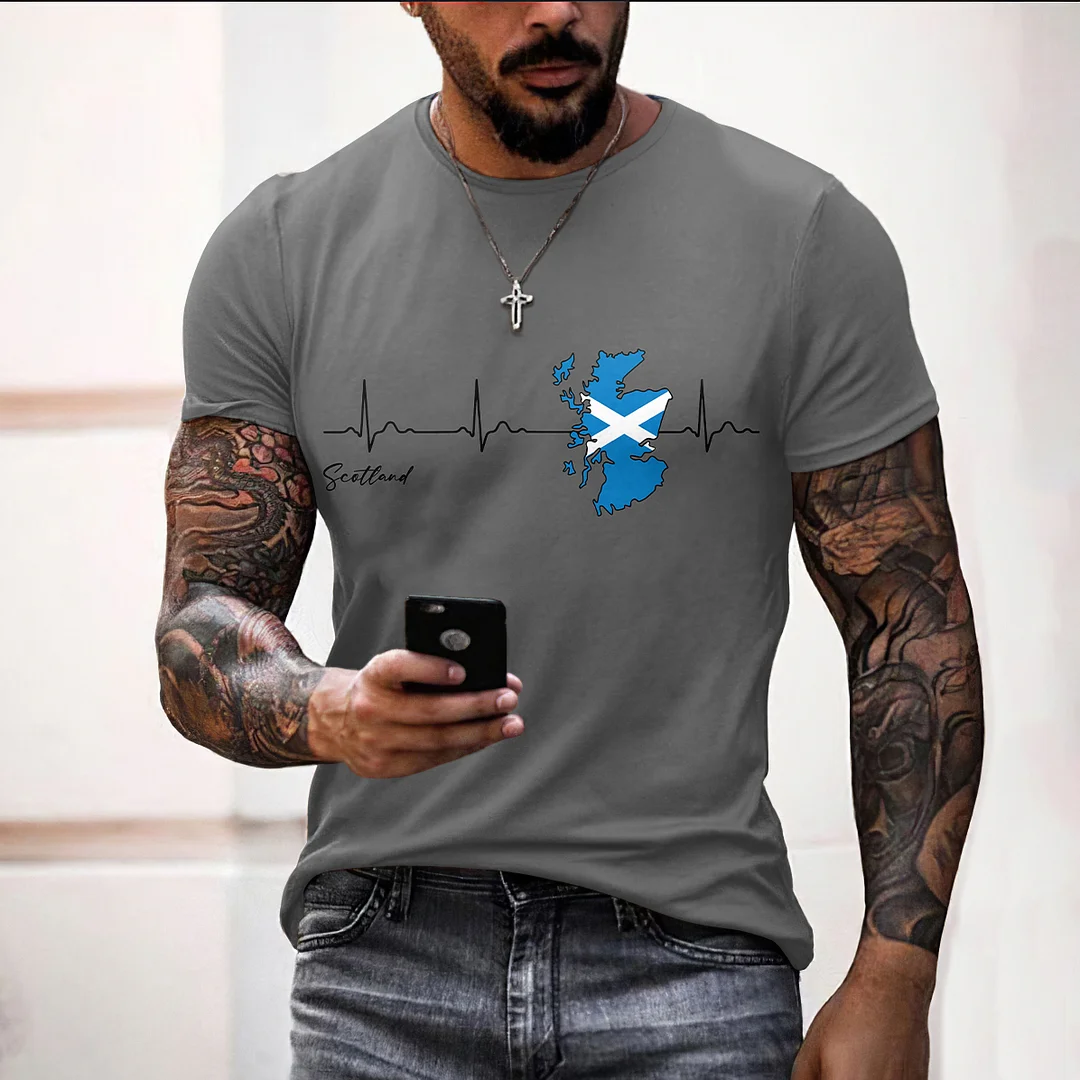 Scottish Flag Printed Short Sleeved T-Shirt