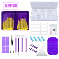 Diamond Painting Tools Funnel Dot Drill Tray Set 58-Gate Storage Box Combination