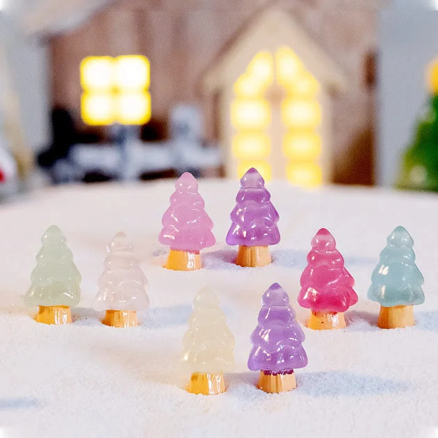 Olivenorma 5Pcs Crystal Mini Christmas Tree Sculpture Gemstone Decoration