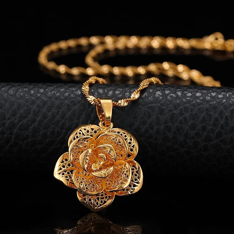 Golden Rose Pendant Necklace-Mayoulove