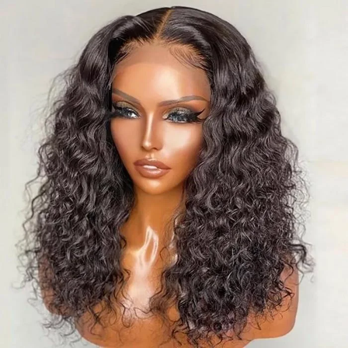 200% Water Wave 13X4 Transparent Lace Front Bob Wig