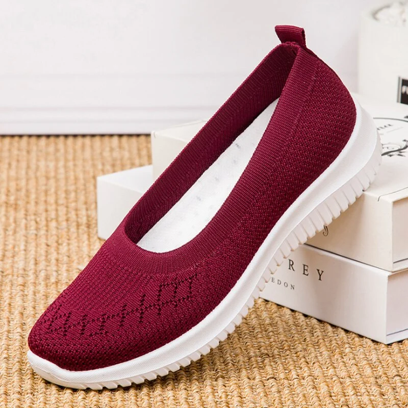 2021Women Shoes Knitting Sock Sneakers Women Spring Summer Slip On Flat Shoes Women Loafers Flats Walking shoes Female