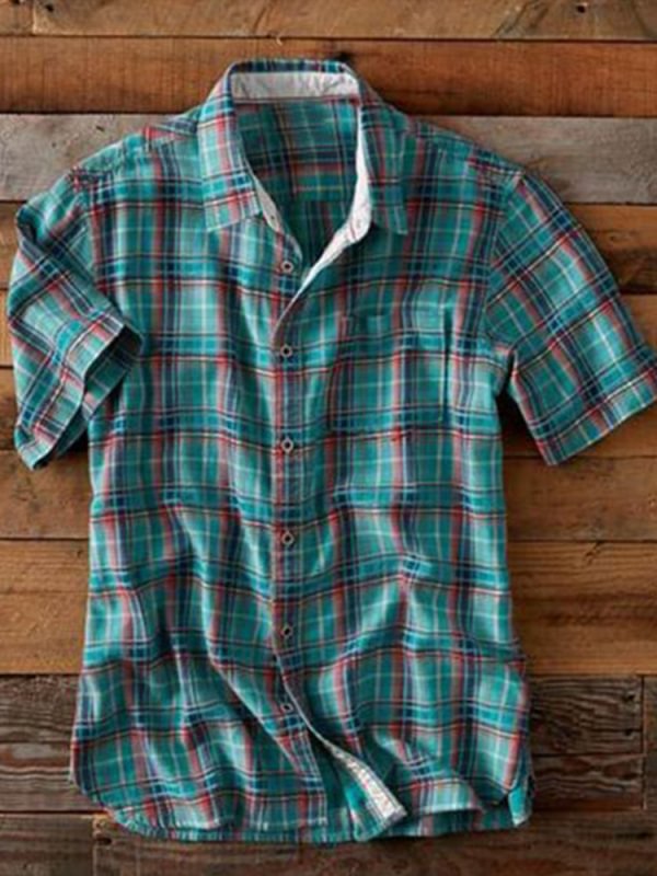 Men's multicolor striped pattern cotton linen shirt