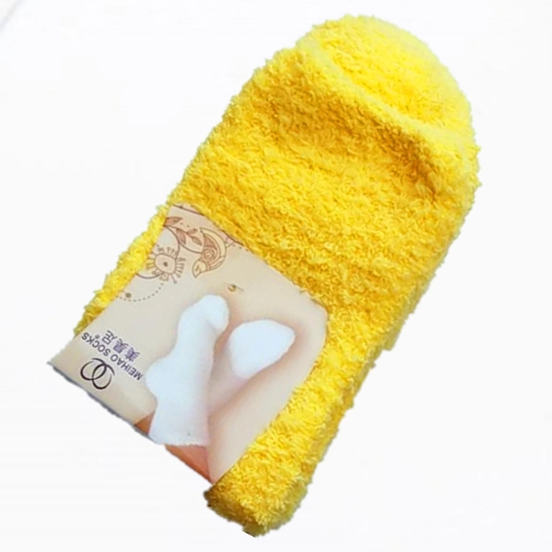 Women Slippers Socks Fluffy Plush Home Sleeping Socks Coral Fleece Socks Candy Color Mid-tube Socks