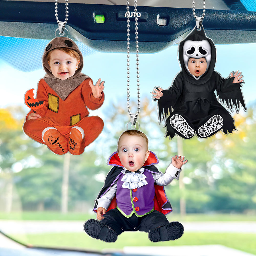 Loveyoufancy Funny Halloween Custom Face For Kids  Personalized Acrylic Photo Car Hanging Ornament