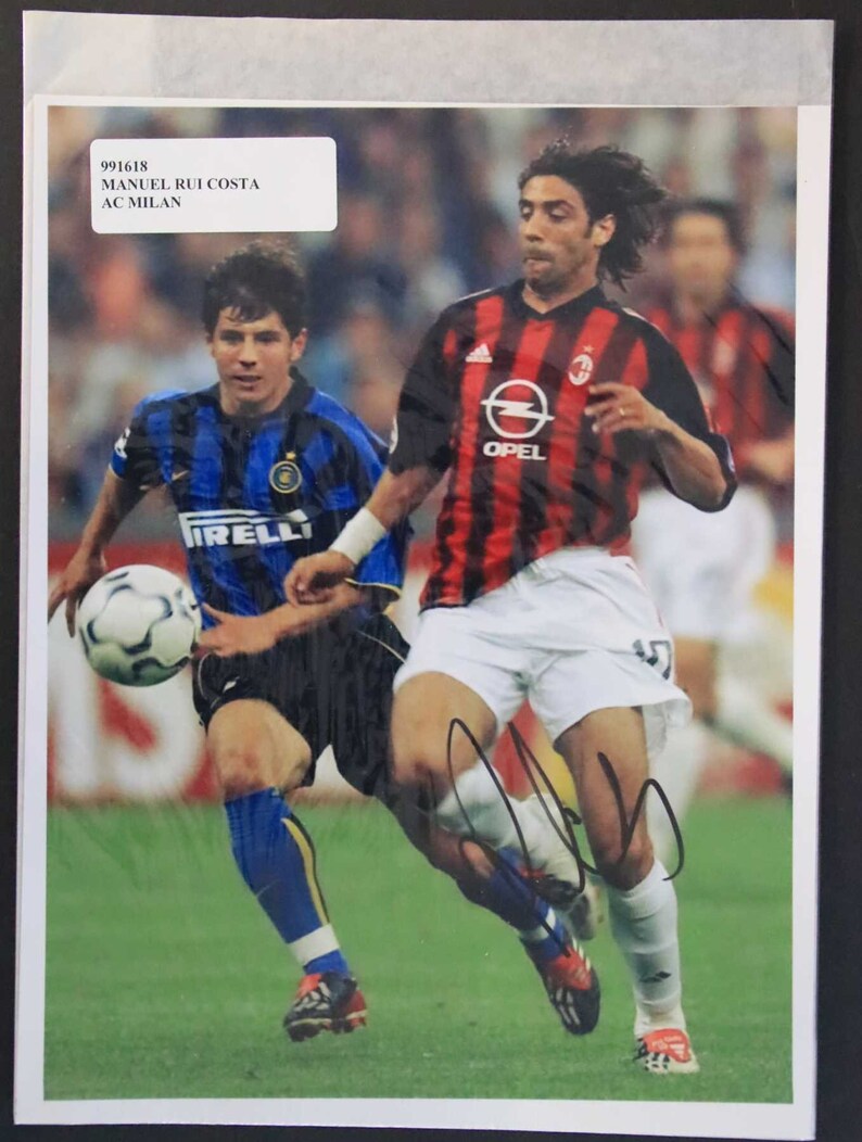 Rui Costa Signed Autographed Soccer Glossy 8x10 Photo Poster painting AC Milan - COA Matching Holograms