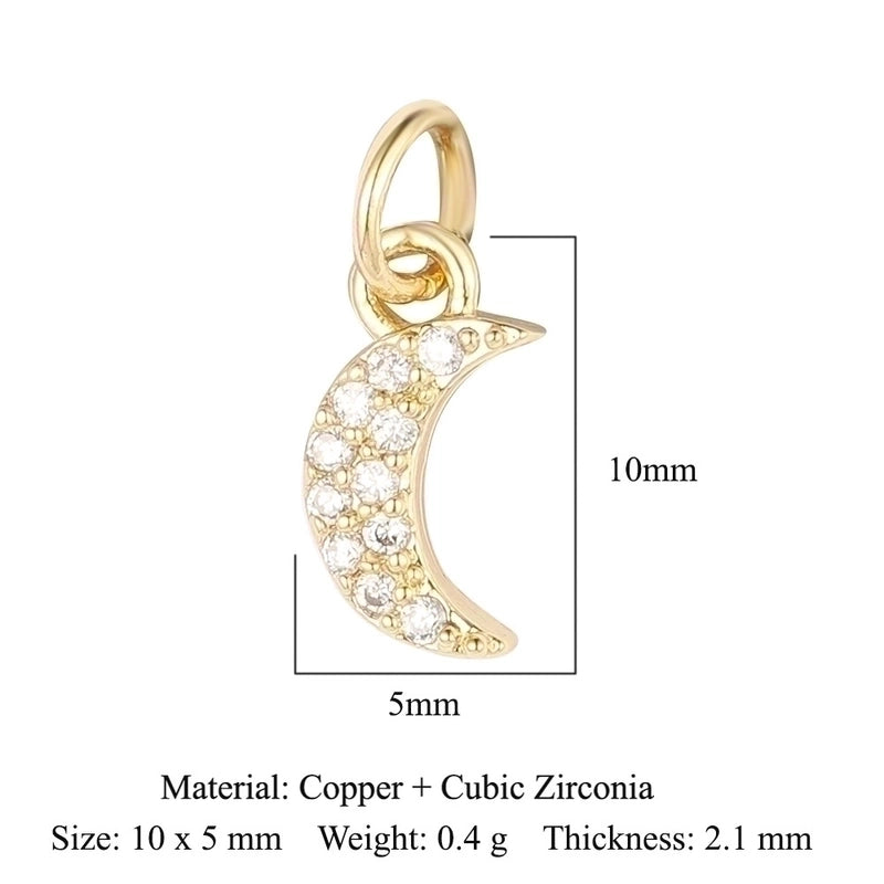 3 Pieces Copper Zircon 18K Gold Plated Cross Moon Eye