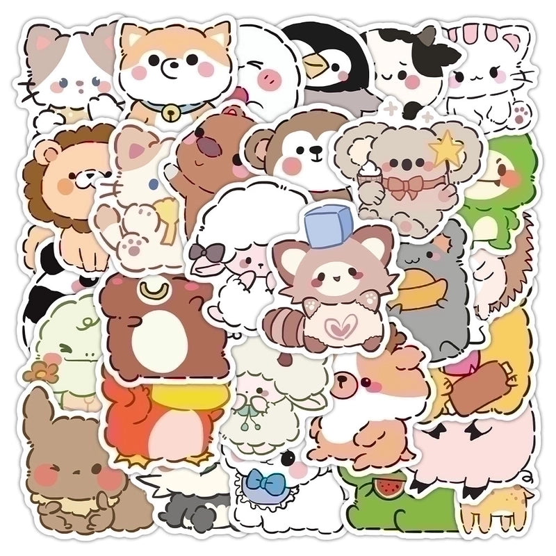 1 Set Animal Cartoon Learning PVC Self-adhesive Cute Stickers