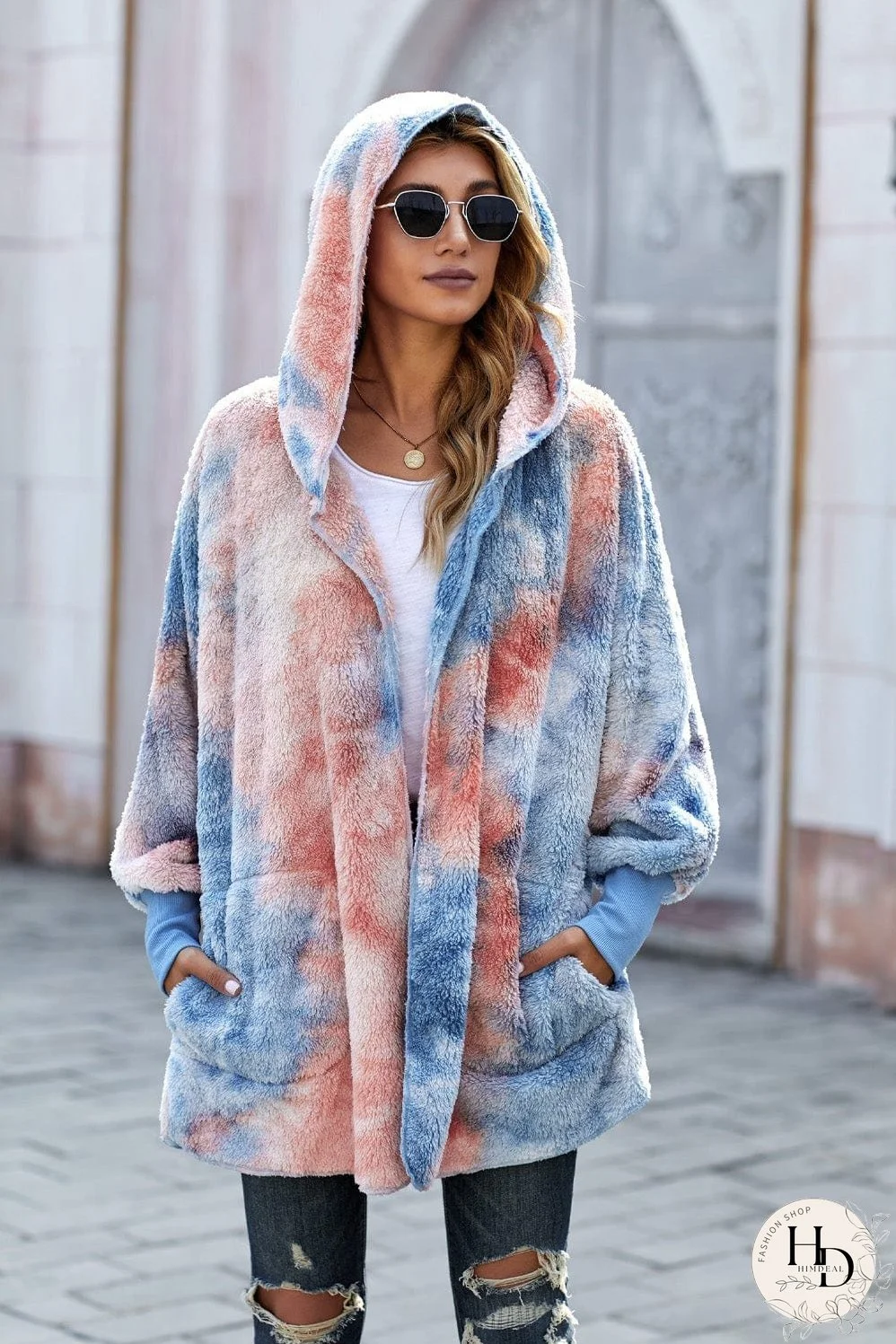Tie-Dye Hooded Fleece Jacket