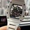 Richard Mille RM055 Bubba Watson White Ceramic Watch Black Ceramic Skeleton dial white Rubber Strap Super Clone