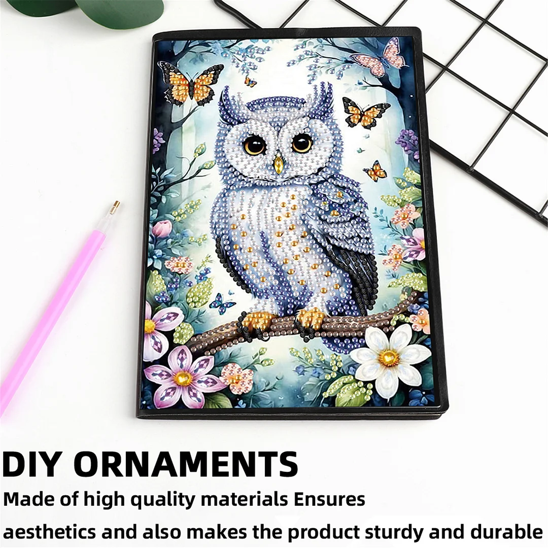 2pcs Owl Partial DIY 50 Pages A5 Diamond Painting Notebook for Study Drawing