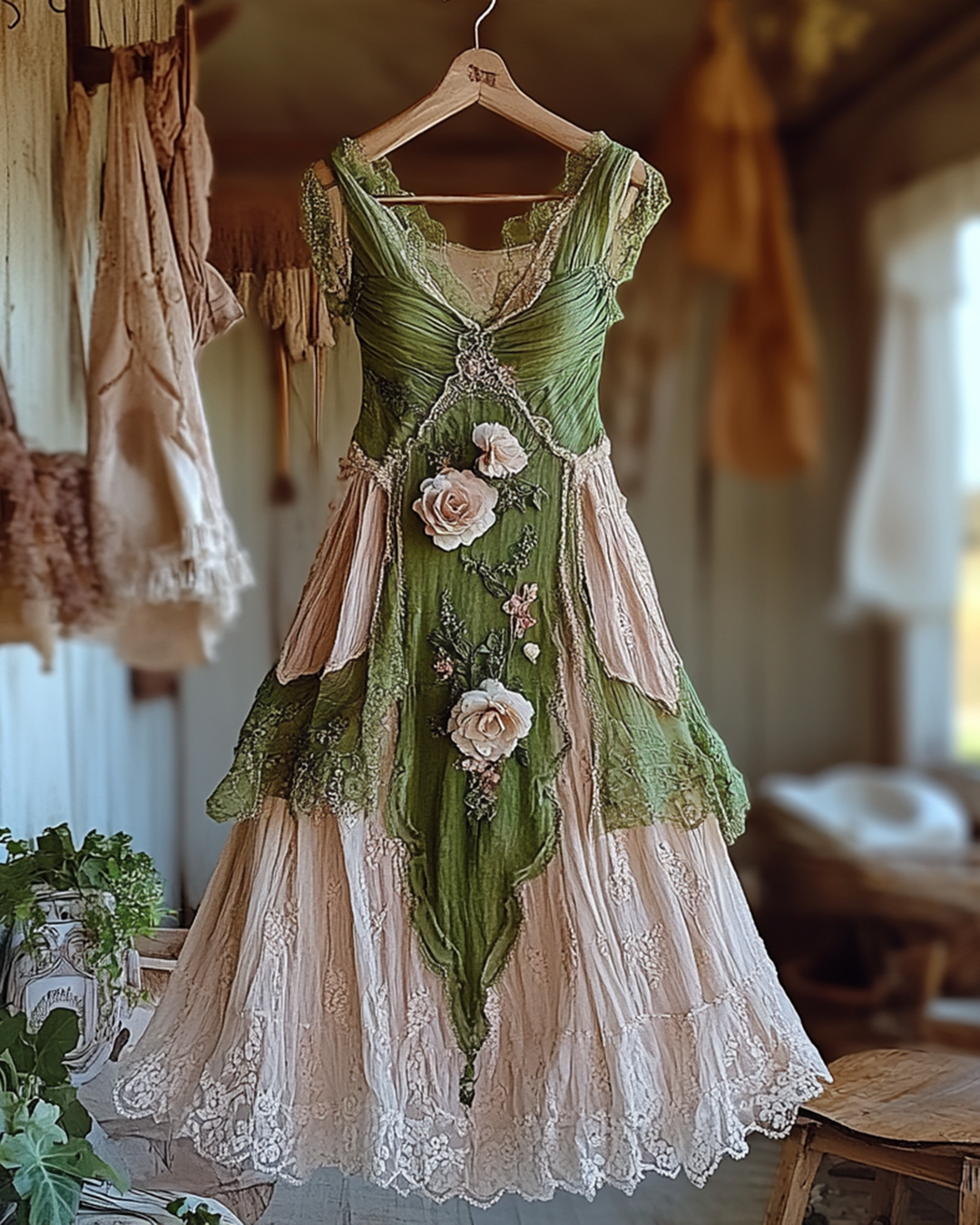 Summer Vacation Ruffle  Lace Patchwork Dress