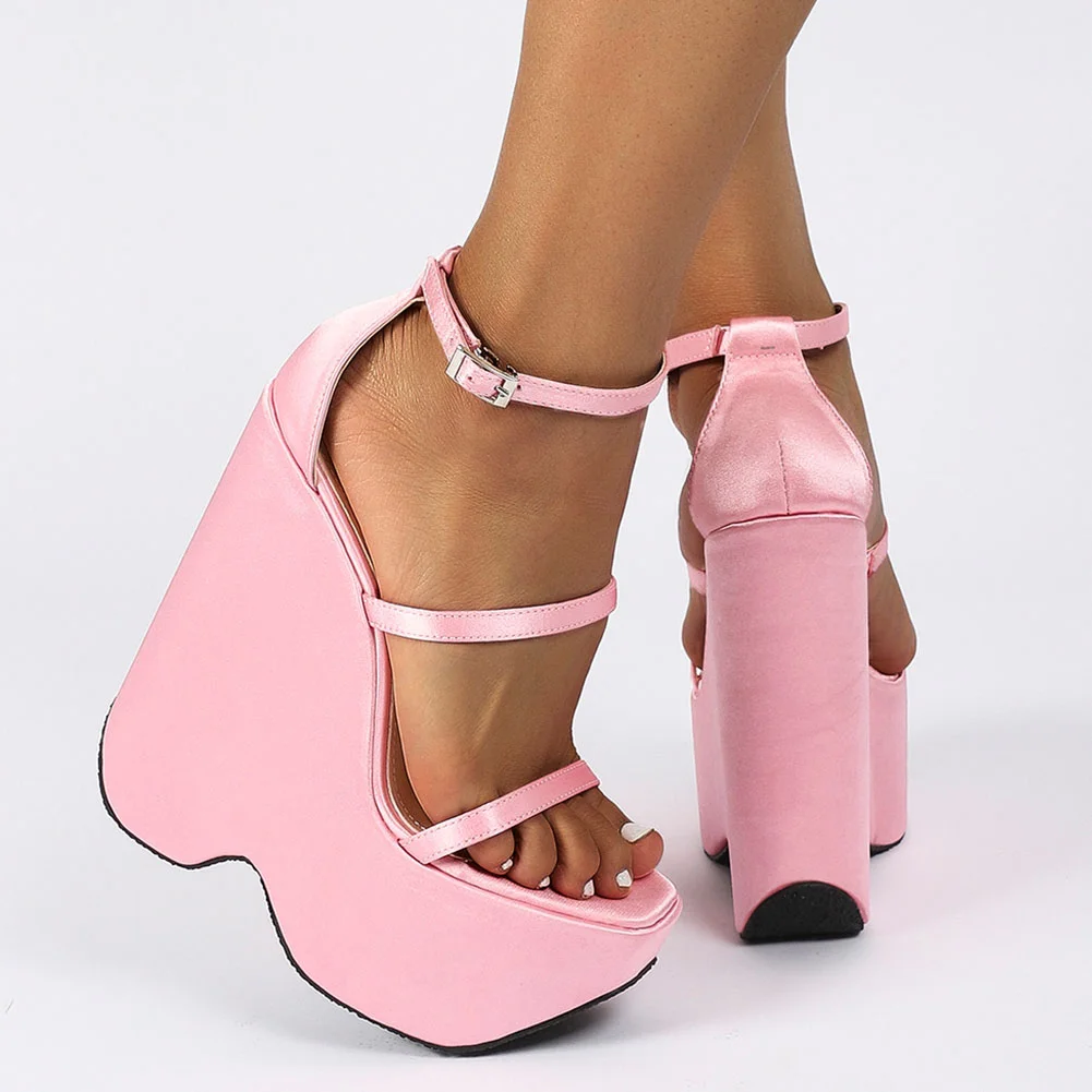 Yyvonne New Design Luxury Summer Sandals Women Platform Wedges High Heels Narrow Band Big Size Dress Party Sexy Woman Shoes 2022