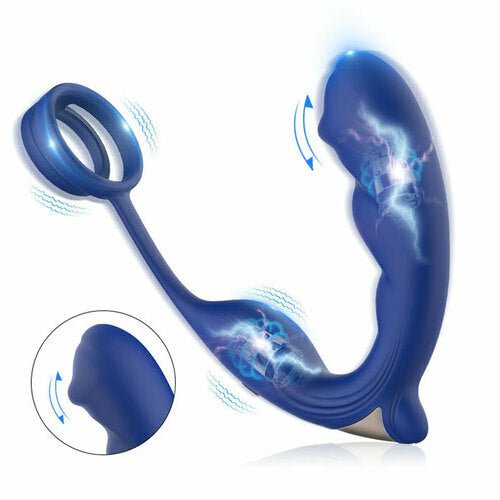 Blue Wing Head Spinning Bead Vibrating Prostate Massager