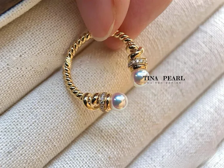 TINA Jewelry akoya pearl ring of the ancient money style