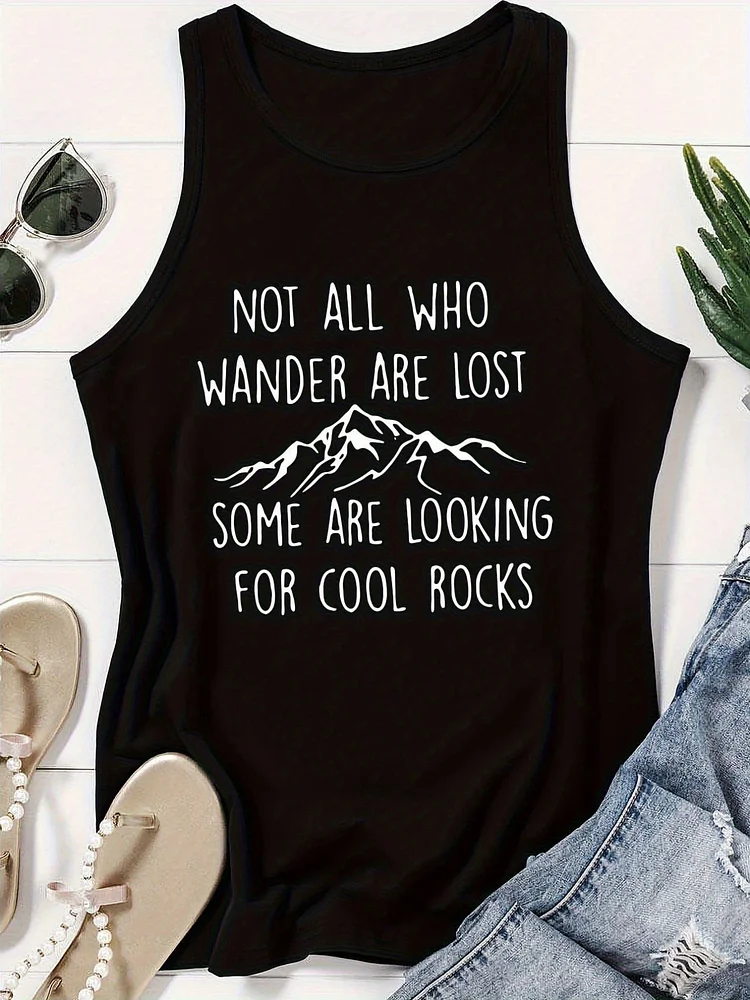 Women's Sleeveless Tank Top - Black With White Funny Travel Quote - Lightweight Breathable Shirt For, Beach, Everyday Outfits - Machine Washable Summer Clothing, Ladies Tank Tops, Beachwear, Casual Style, Lifestyle Gear