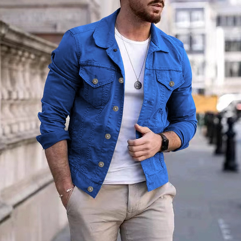 2025 Autumn Winter New Male Jeans Jackets Pure Color Cowboy Simple Men's Short Denim Jacket Men Clothing Jacket