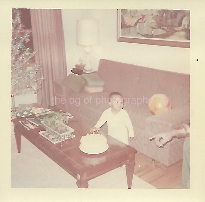 FOUND Photo Poster paintingGRAPH Color BIRTHDAY BOY Original Snapshot CAKE 15 8 J