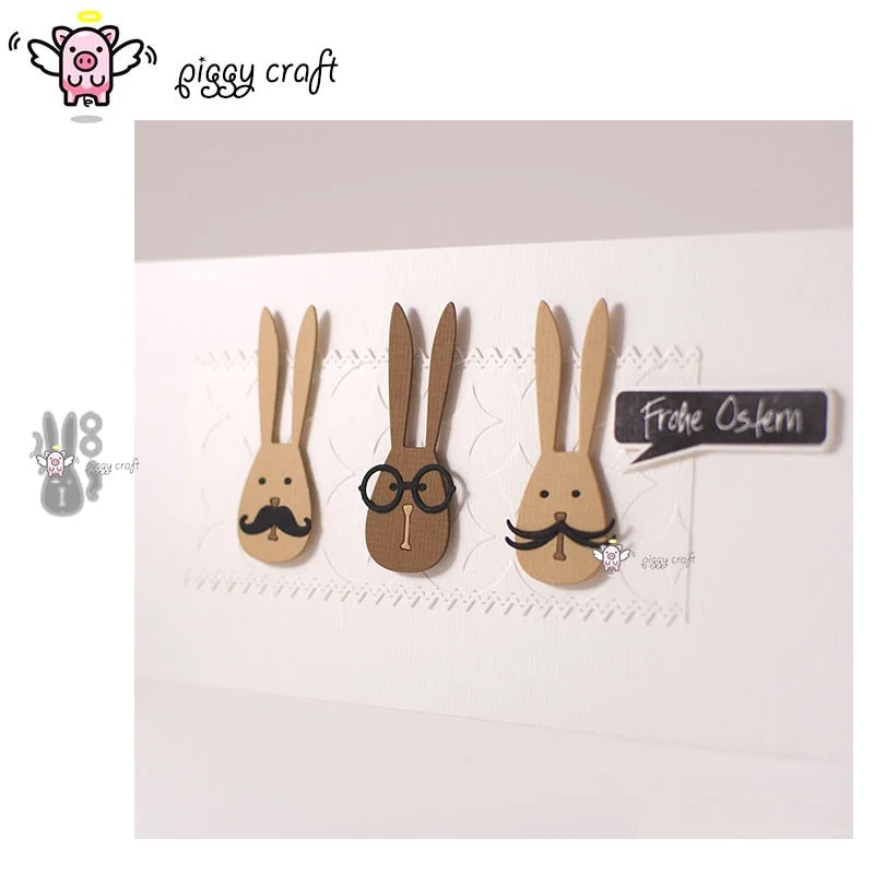 Piggy Craft metal cutting dies cut die mold Rabbit glasses beard Scrapbook paper craft knife mould blade punch stencils dies