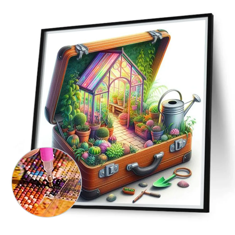 Diamond Painting - Full Round Drill - Garden In Suitcase(Canvas|40*40cm)