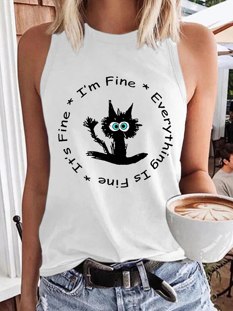 Women's It's Fine I'm Fine Everything Is Fine Sleeveless Tee
